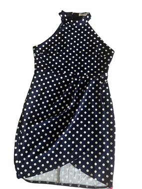Manydress Navy and White Polka Dot  Halter Dress XL